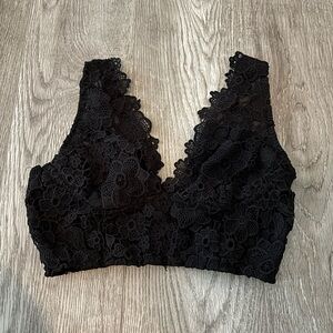 Black Lack Bra Crop Top
